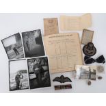 WW2 RAF Pilots Logbook & Badges. .This small group of items represent the early flying career of