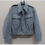 1941 Dated WAAF Blouse blue grey, woollen, single breasted, closed collar, short blouse.  Pleated