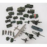 Vintage Dinky Military Tanks, Guns & vehicles. A good selection each with Dinky makers details.