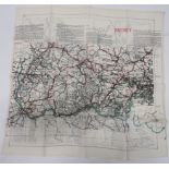 Rare Escape Routes Silk Map colour printed, double sided map with route from Oflag VIIC to Mojstrana