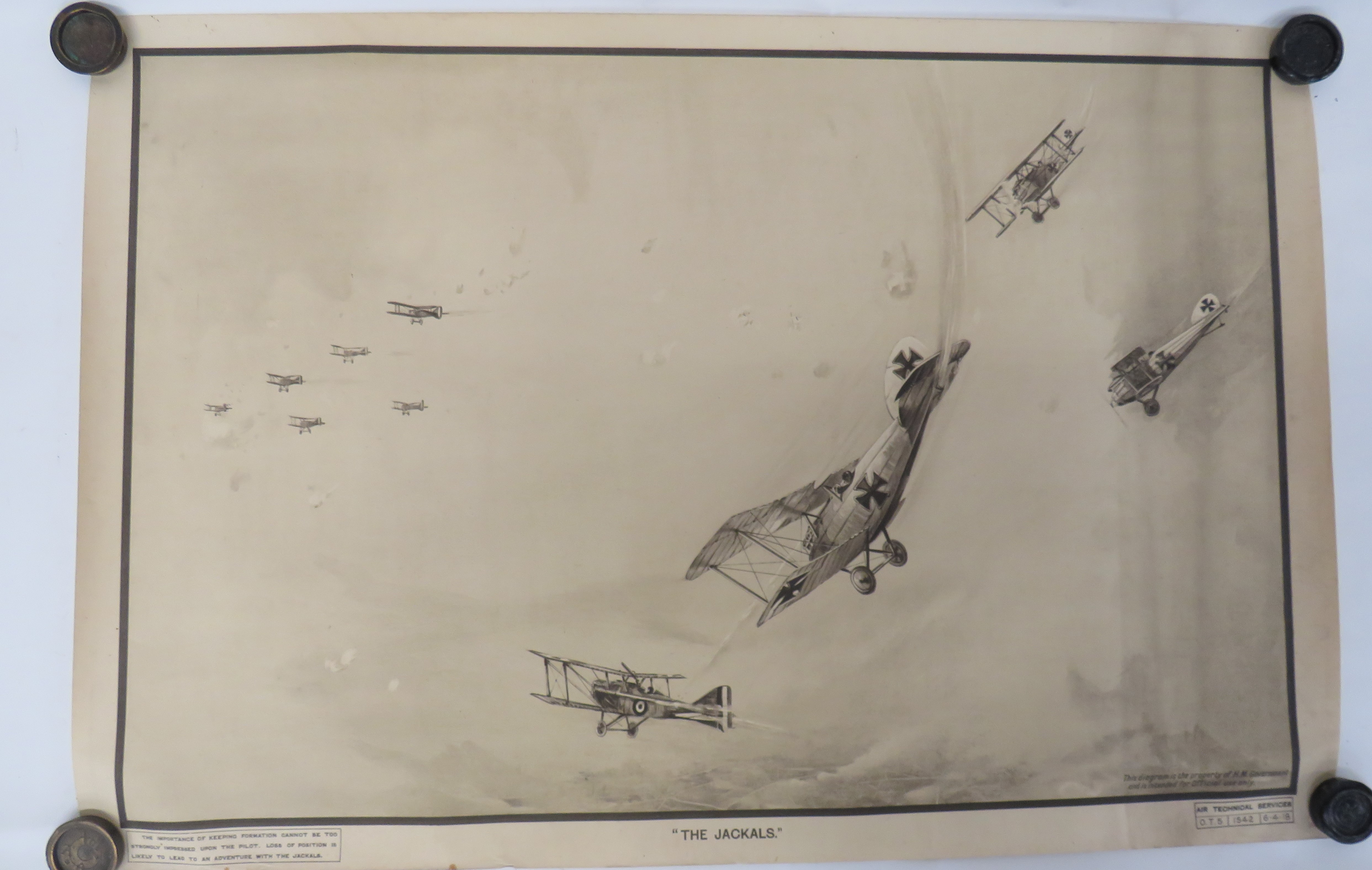 Scarce 1918 Dated RAF Training Poster "The Jackals" black, white and sepia, printed poster showing a