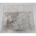 WW2 RAF Silk Escape Map of Scandinavia and The Baltic black and red printed, double sided map "F/