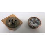 WW2 RAF Escape and Evasion Fly Button Compass two piece, brass fly buttons.  The base button with