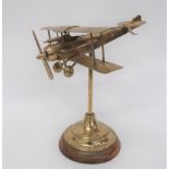 Fine Engineers Model of a WW1 Aircraft brass and steel model of a German bi-plane.  Working