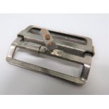 WW2 Battledress Buckle Escape Compass chrome plated buckle.  Central slider securing the small,