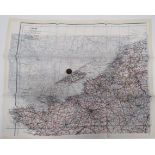 WW2 Silk Escape Map and Composite Button Compass colour printed, double sided, "C/D" map covering