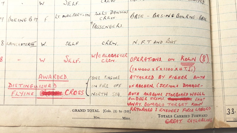 WW2 RAF Pathfinder Squadron DFC Medal Group, Log Books etc. .A fine DFC medal group awarded to - Image 4 of 7