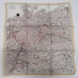 WW2 Silk Escape map and Composite Button Compass colour printed, single sided, "A" map covering