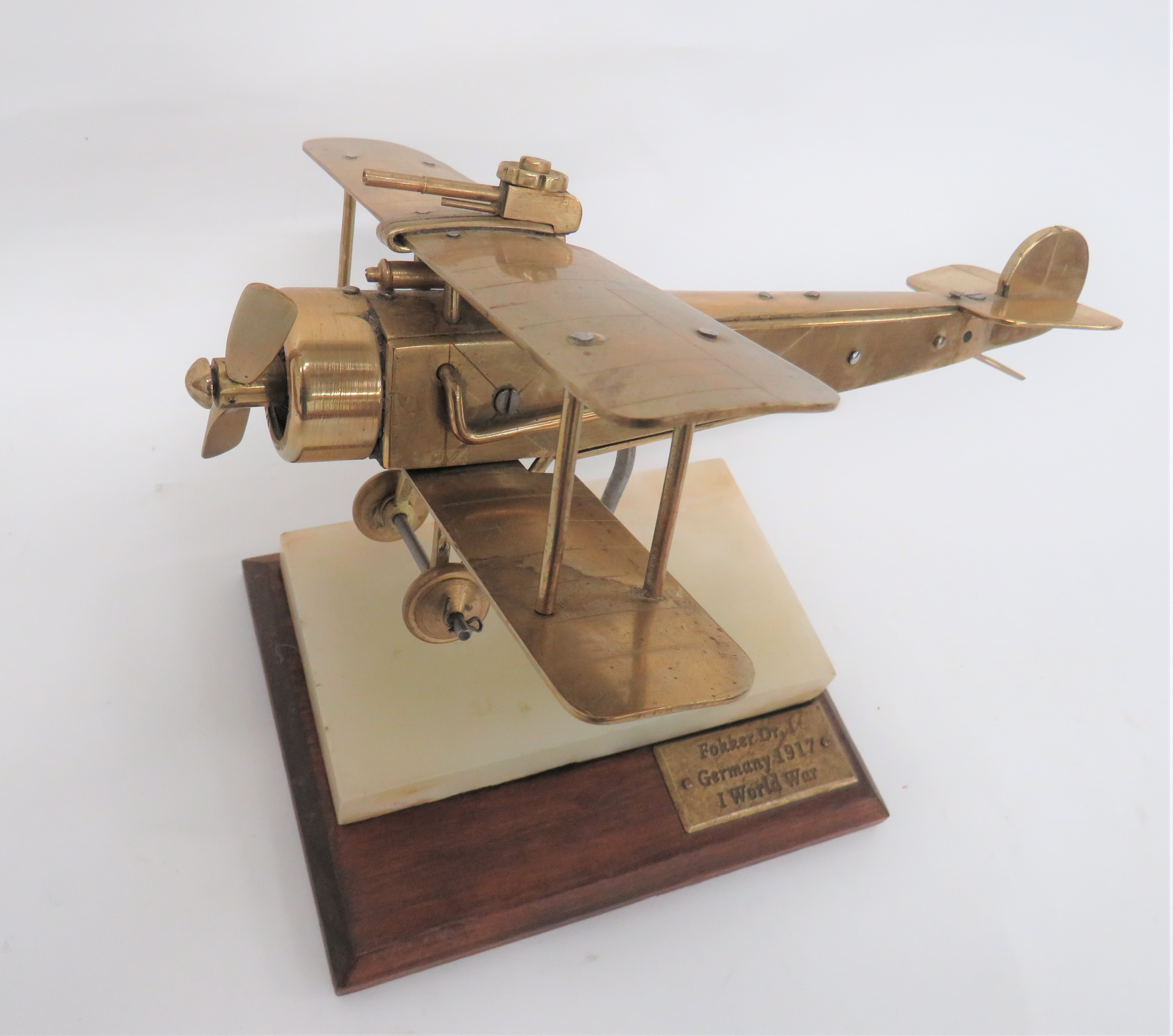 Fine Engineers Model of a WW1 Aircraft brass and steel model of a German bi-plane.  Working - Image 2 of 2