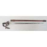 Attributed Cheshire Regiment 1897 Pattern Infantry Sword 33 1/2 inch, dumbell blade with central