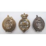 Three Various 30th Foot East Lancashire Badges consisting brass, Vic crown Glengarry badge.