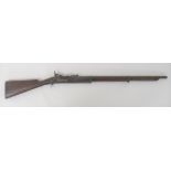 Obsolete Calibre Snider Rifle .577, 31 inch, shortened barrel.  Rear ladder sight.  Snider hinged,