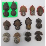 Royal Welsh Fusiliers Officer Badges including bullion embroidery and silvered dragon set on a
