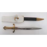 Unusual Victorian Conversion of a M1888 Bayonet 12 inch, double edged, M1888 blade.  Cast brass,