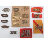 Shoulder Titles Including South African  brass titles include 4 SAH on yellow felt backing ...