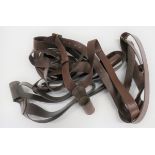 Six Colour Party Standard Cross Belts brown leather strap with brass buckles.  Lower, brown