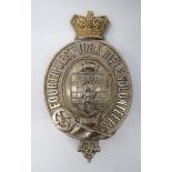 Fourth West York Rifle Volunteers Pouch Badge white metal, inscribed belted oval, central shield.