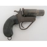 Deactivated WW2 Royal Air Force Issue One Inch Flare Pistol 1 inch bore, 3 1/2 inch, steel barrel