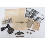 WW2 RAF Pilots Logbook & Badges. This small group of items represent the early flying career of