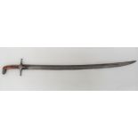 Early 19th Century Shamshir  33 inch, single edged, slightly curved blade with back edge sharpened
