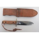 Post War Wilkinson Survival Knife 7 inch, single edged, heavy blade with back edge sharpened point.