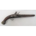 19th Century Turkish Flintlock Holster Pistol 25 bore, 9 1/2 inch barrel.  The rear top and side