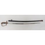 German Third Reich Official's Sword 32 inch, single edged, slightly curved blade with narrow fuller.