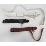 Various Current Military Belts consisting white patent leather, NCO's sword belt with gilt brass,