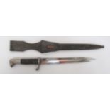 WW2 German K98 Police/Fire Parade Bayonet 9 3/4 inch, single edged, plated blade.  Narrow fuller.