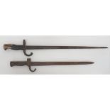 Two French Bayonets consisting French M1874 Gras bayonet.  20 1/2 inch, single edged, T section