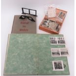 Der Kampf Im Westen Stereograph Book and Viewer green covered folder with silver tooling, containing