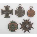 Small Selection of Imperial German Medals consisting WW1 Iron Cross 2nd Class.  Top ring