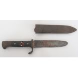 German Third Reich Hitler Youth Knife 4 3/4 inch, single edged, rounded point blade.  Maker mark "PS