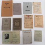 Good Selection of Third Reich Paperwork including Kennkarte ... Wehrpass ... Arbeitsbuch ...