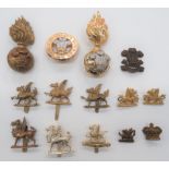 Small Selection of Welsh Badges including brass, Royal Welsh Fusiliers busby grenade ... Current,
