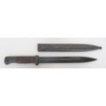 WW2 German K98 Mauser Bayonet 10 inch, single edged, blackened blade.  Narrow fuller.  The forte