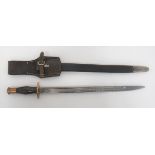 Conversion of a SMLE Bayonet 17 inch, single edged blade with fuller.  Forte with maker "