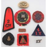 Small Selection of Cloth Badges Including Victorian  including red embroidery 4 I.Y. on blue