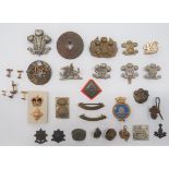Small Selection of Various Badges including brass, Scot Territorial Red Cross Brigade pouch