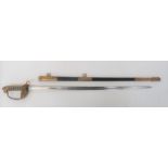 Victorian Royal Navy Officer's Sword 29 3/4 inch, single edged blade with fuller.  Etched foliage