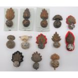 Royal Welsh Fusiliers Badges Including Officer including WW2 plastic economy (blades) ... Silvered