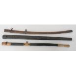 Three Various Sword Scabbards consisting 1821 pattern in black leather with brass mounts ...