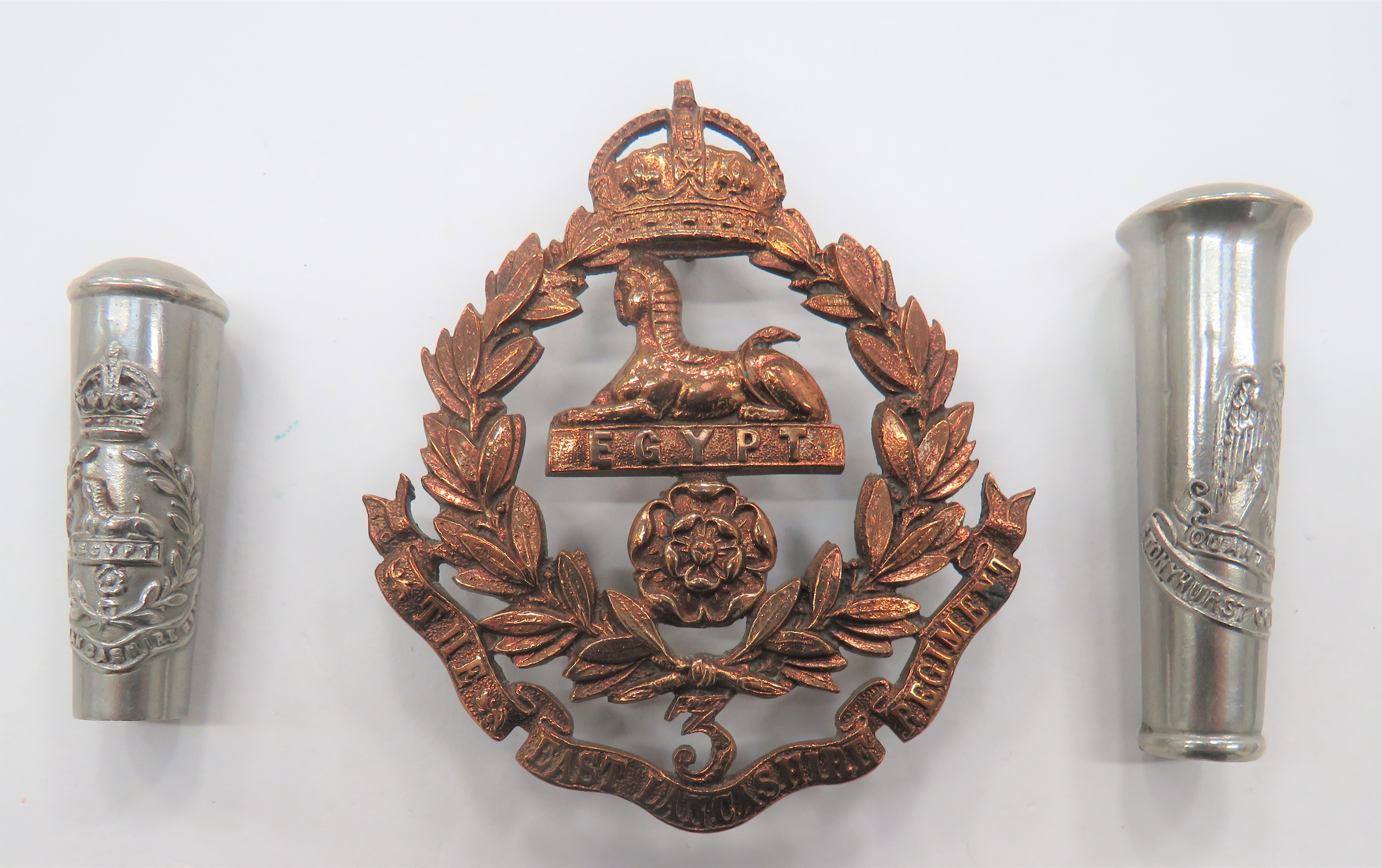 Post 1901 3rd East Lancashire Regiment Pouch Badge cast brass, Kings crown wreath with lower scroll.