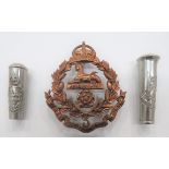 Post 1901 3rd East Lancashire Regiment Pouch Badge cast brass, Kings crown wreath with lower scroll.