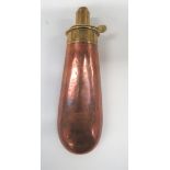 Mid 19th Century Revolver Powder Flask by Hawksley copper body.  Brass top with exposed spring (