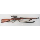 Rare Deactivated Russian 1891/30 Sniper Rifle 7.62 mm, 28 1/2 inch, blued barrel with hooded front