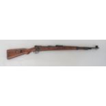 Deactivated WW2 German K98 Mauser Rifle 7.92 mm, 23 3/4 inch, blued barrel.  Front hooded sight