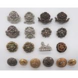East Lancashire Collar Badges and Buttons including pair bronzed Officer ... Pair of silvered with