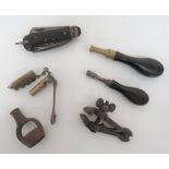 Small Selection of Gun Accessories consisting steel mainspring clamp ... Steel wad pouch ... Steel