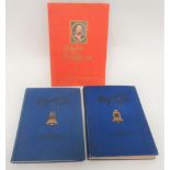 Volume 1 & 2 Olympia 1936 Card Albums blue linen covers with black and gilt tooling.  Glued in,